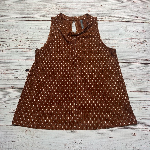 NWT Anthropologie Lennox Halter Top Copper and Gold Polka Dot Sz S - Picture 6 of 16